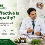 Homeopathic doctor consulting a patient at Paras Homeopathy Jodhpur, with homeopathic medicines, herbal remedies, patient success icons, and the headline "How Effective Is Homeopathy? What Science, Experience, and Millions of Patients Tell Us."